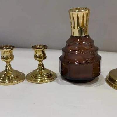Lampe Berger Paris Purple Amethyst Diffuser, Raleigh Brass CW 16-20 & Baldwin Candlestick Holder