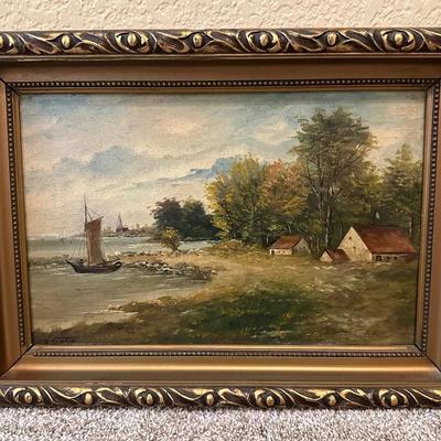 Framed Landscape Painting By E. Vernin