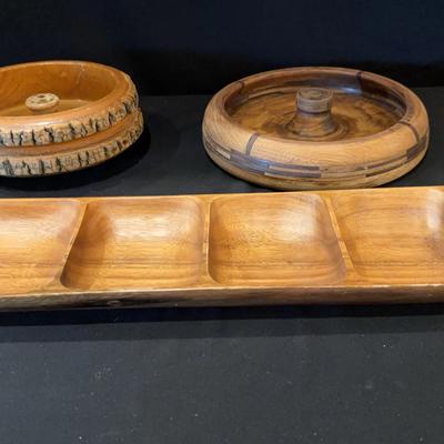 Woooden Nut Cracker Bowls & Tray
