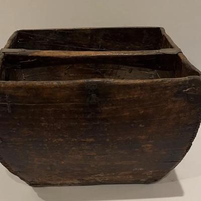 Antique Chinese Wood Rice Bucket - Lot #1