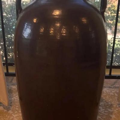 Large Brown Glazed Urn With Lid