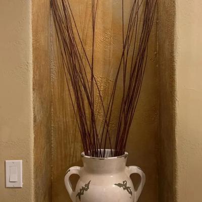 Pottery Barn Tuscany Terracotta Ceramic Vase W/Sticks Lot 1