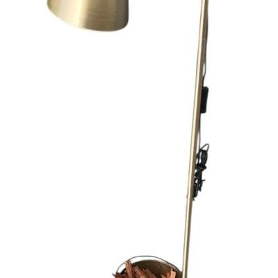 Lepower Brass Floor Lamp And Brass Basket With Fire Starting Wood