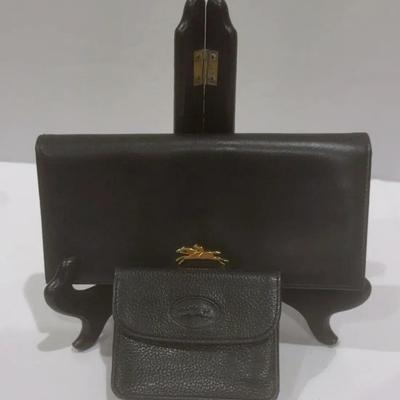 Longchamp Black Leather Wallet, And Coin Purse