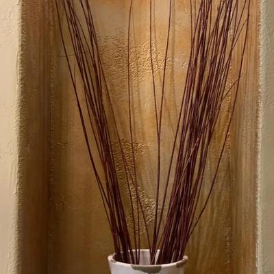 Pottery Barn Tuscany Terracotta Ceramic Vase W/Sticks Lot 2