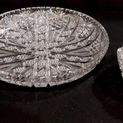 German Genuine Lead Crystal Hand Cut Large Bowl, Brilliant Period cut glass Small bowls