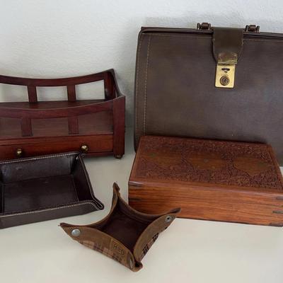Vintage Leathercraft Inc Sturdex Briefcase, Valet Trays By The Bombay Co And HD Plus Valet Boxes