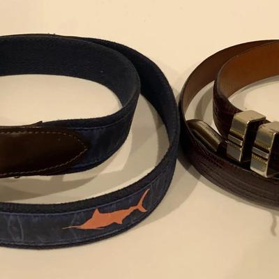 Men’s Belts Size 38- Vineyard Vines By Shep & Ian And Johnston & Murphy