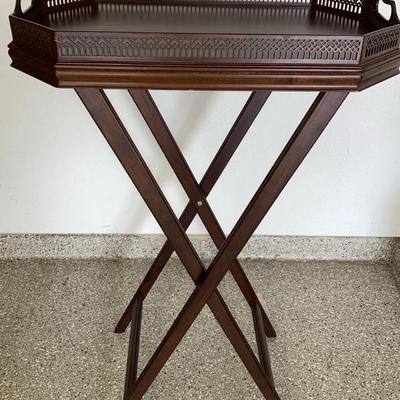 Large Carved Wooden Serving Tray With Rack/2 Piece