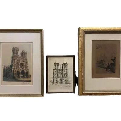 The Bells Of Notre Dame- Set Of 3 Framed Prints- Signed