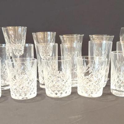 Crystal glasses with a cut-glass pattern