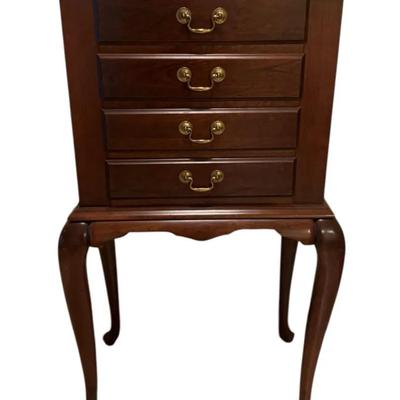 Queen Anne Style Jewelry Armoire W/Four Drawers