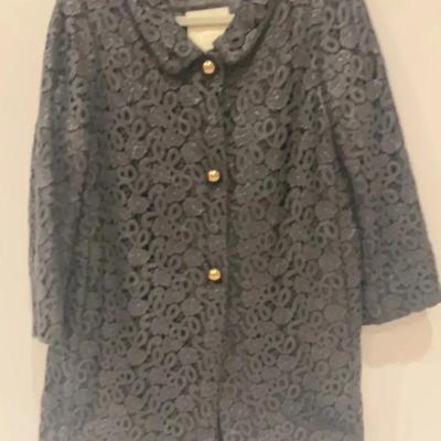 Kate Spade black floral lace Trim Coat