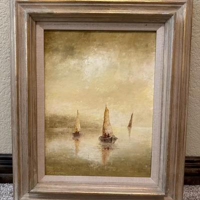 Marine Landscape With Sailboats Framed Painting By Bordiuk