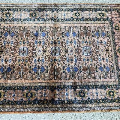Vintage Turkish Hand Knotted Fringe Area Rug