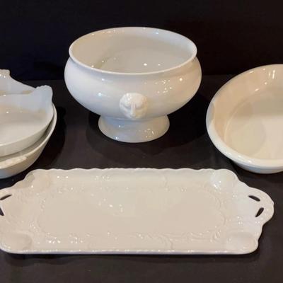Bodum Soup Tureen Lionheads Handles Footed Switzerland White, LeCreuse,Apilco,  Haas Czjzek Platter