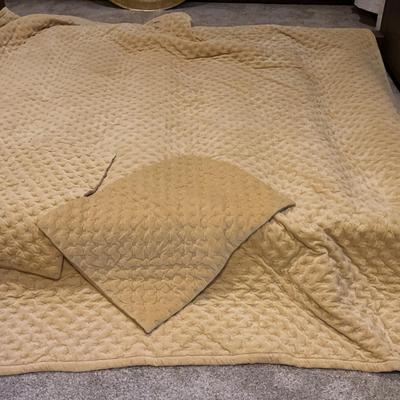 King Sized Gold Ruffed Frontgate Comforter With Two Pillow Shams