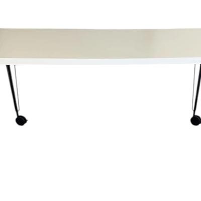 4 1/2 Foot White Top Hairpin Leg Rolling Table