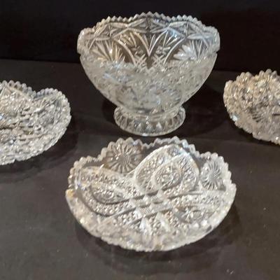Beautiful Cut Glass Crystal Bowl & Candy Dish (3)