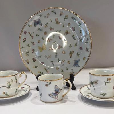 I Godinger Primavera Butterflies Platter & Cups/Saucers
