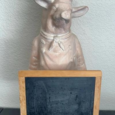 Pig Chef Menu Holding Ceramic Statue
