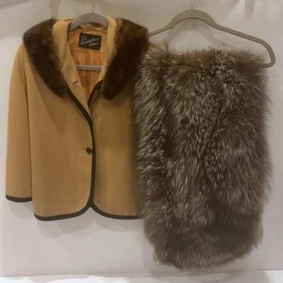 Vintage Mink Collared Shawl By Specialty House And Fur Shawl