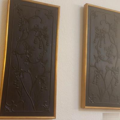 Black And Gold Framed Wooden Handcrafted Art Set Of 2