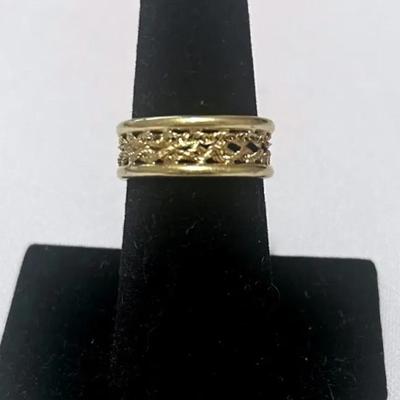 10k Yellow Gold Ring Peru Double Rope Band Size 6