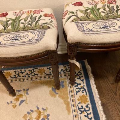 Sale Photo Thumbnail #132: Vintage Stools With Needlepoint