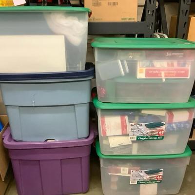 Bins of Christmas Holiday Decor