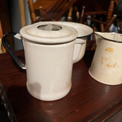 Antique camping Coffee Pot and Pitcher