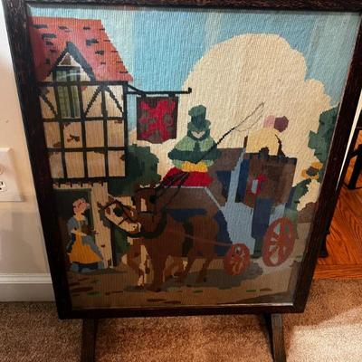 Vintage Needlepoint with Stand
