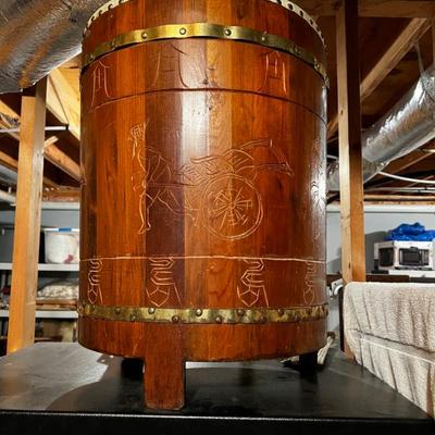 Vintage 1950’s Asian Carved Drum Table