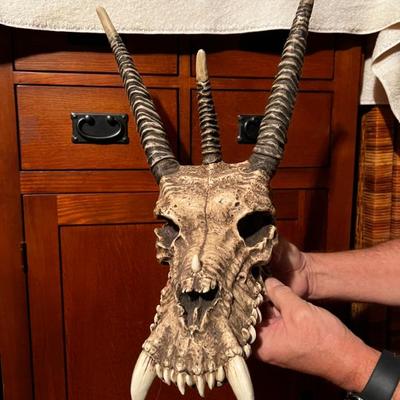 Cold Cast Resin Medieval dragon skull
