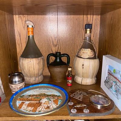 Lot Of Wine Bottles And Souvenirs