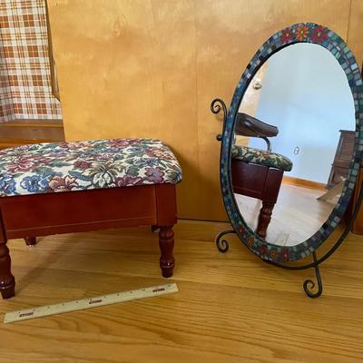 Small Foot Stool And Mosaic Mirror
