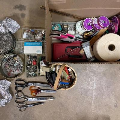 Large Lot Of Various Sewing Supplies Including Scissors