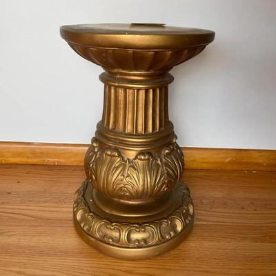 Hollow Plaster Short Gold Colored Pedestal