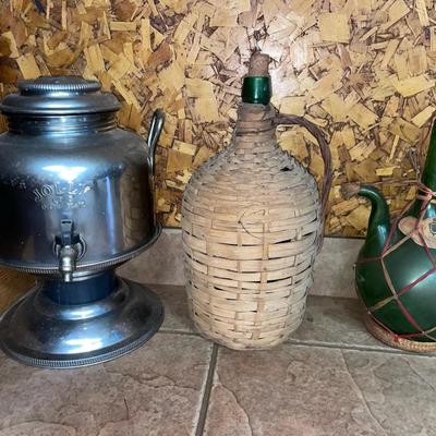 Two Vintage Wine Jugs And Drink Dispenser