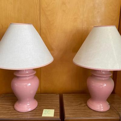 Pair Of 1980s Pink Ginger Jar Lamps