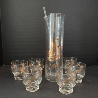 Vintage Gold Leaf Bar ware Set