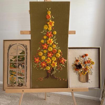 3 Vintage Handcrafted Wall Hangings