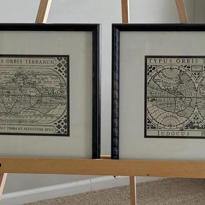 2 Framed World Maps Prints