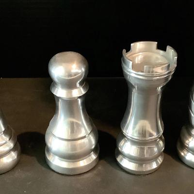 Set Of Four Pewter Chess Pieces