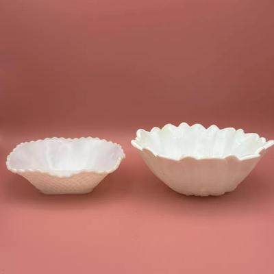 2 Pieces Milk Glass