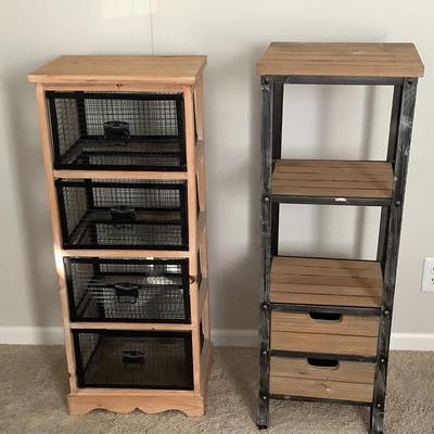 Pair Of Wood And Metal Storage Bins