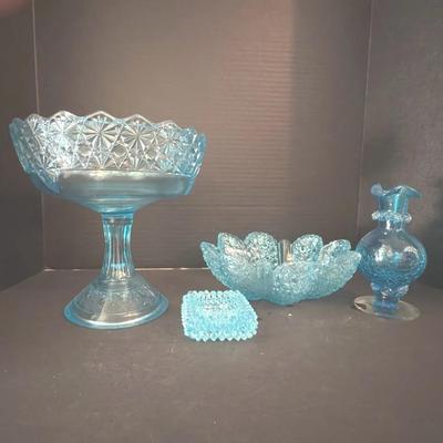 4 Pieces Blue Glass