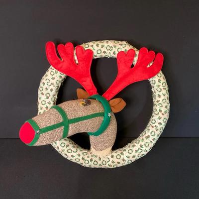 Hand Crafted Sock Reindeer Wreath