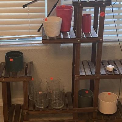 Sale Photo Thumbnail #22: Plant stand,  pots,  hurricane jars,  plant light