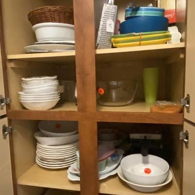 Sale Photo Thumbnail #26: White dishes,  wake iron,  other kitchen items. 